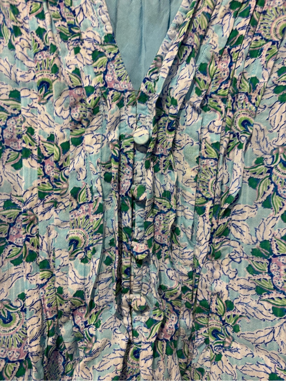 LOFT Light Blue Floral Pintuck Sleeveless V-Neck Camisole - Picture 8 of 8